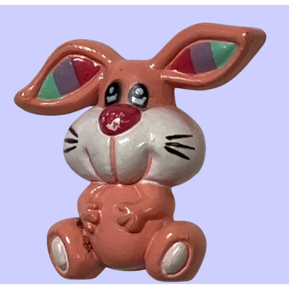 Vintage Pink Bunny Brooch Pin - Cute Handmade Easter Rabbit Jewelry - Picture 5 of 9
